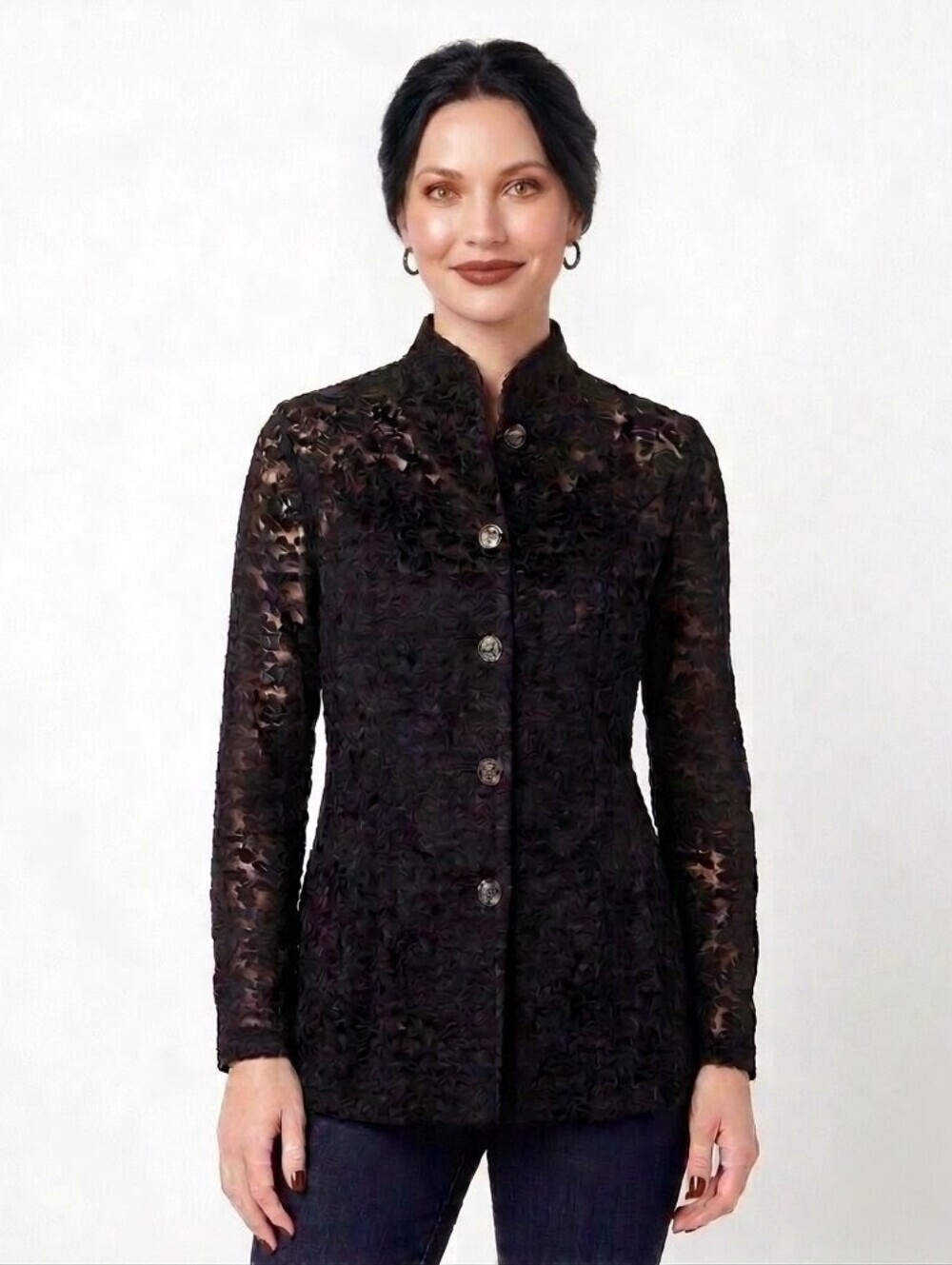 David Benjamin Vintage Sheer Black Lace Shell Free Blouse - Size 6